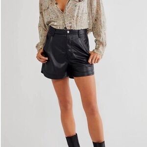 Free People High Rise Faux Leather Shorts